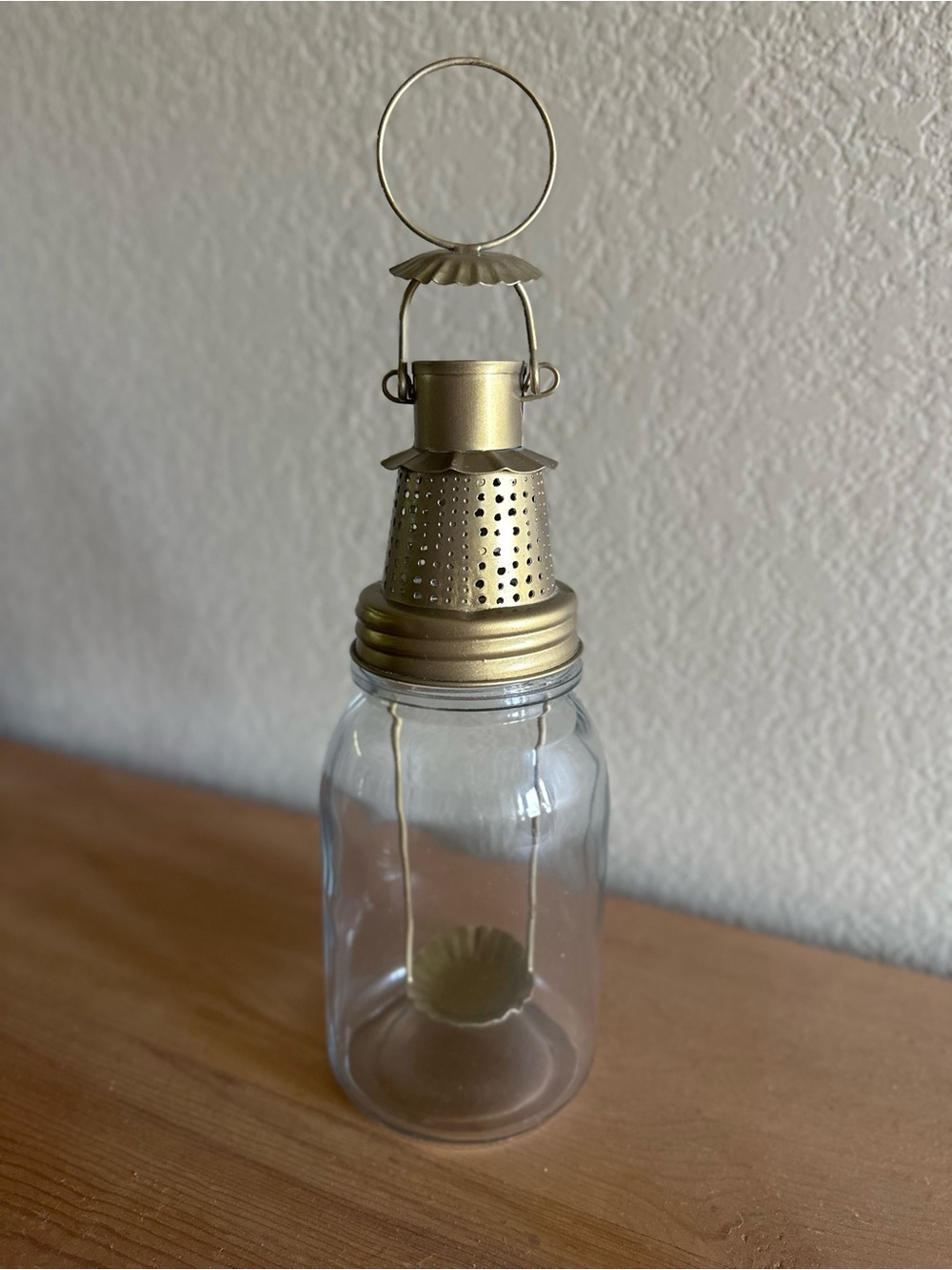 🕯️ Magnolia Gold/Brass Glass Jar Tea Light Lantern - Decorative Home Accent